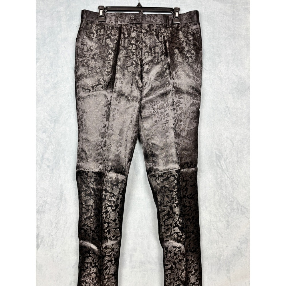 Inserch Limited Edition Mens Metallic Floral Dragon Jacquard Dress Pants 40R-34